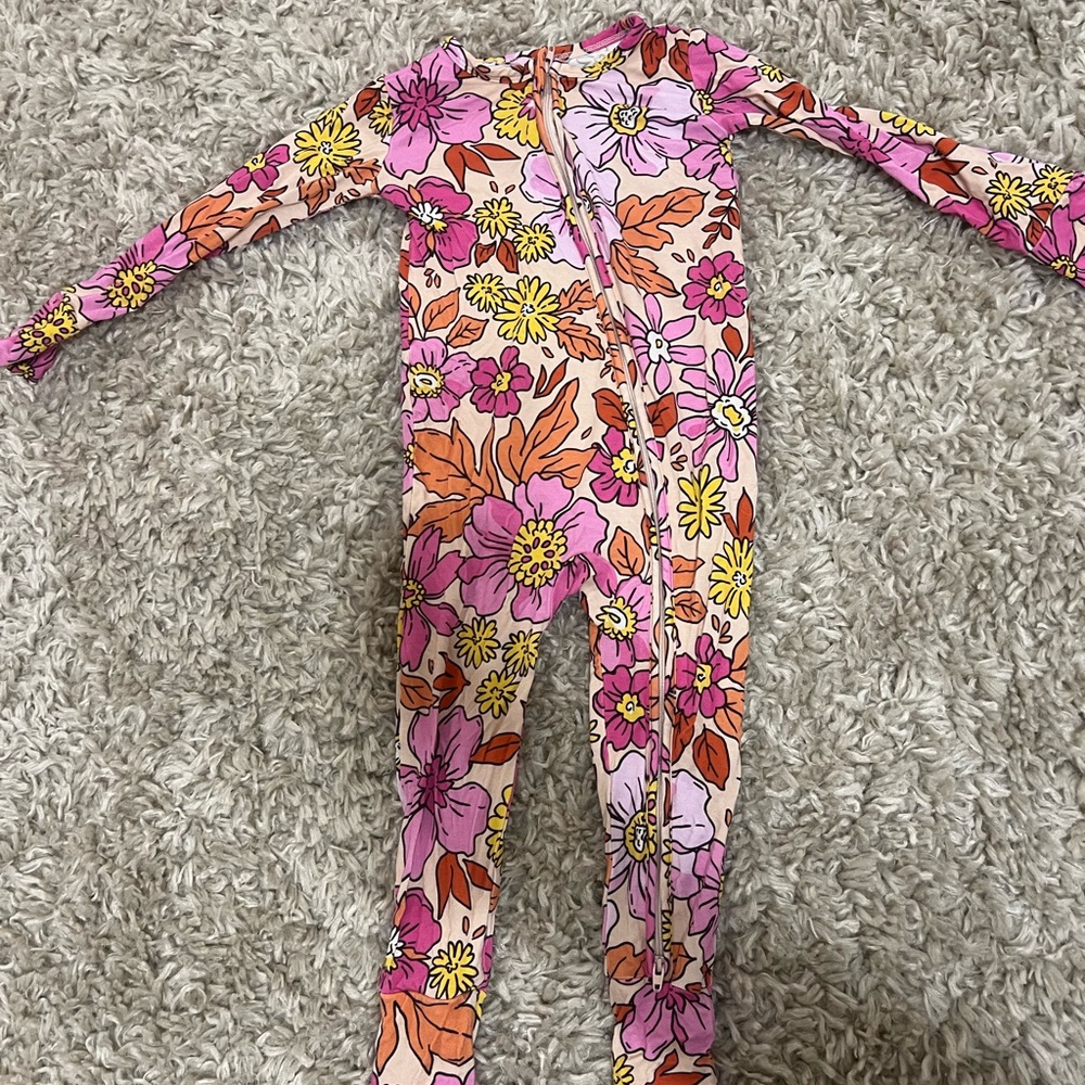Vibrant Floral Kids Pajama Footies